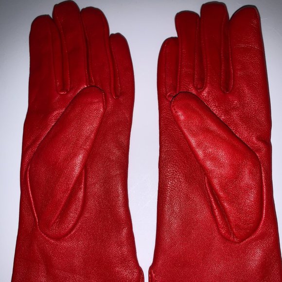 BNWOT Red Leather Gloves 6.5 - Picture 1 of 4